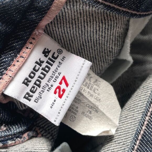 Rock & Republic Designer Cropped Capri Jeans With Pocket Embroidery Size 27 - Picture 7 of 10